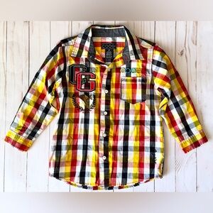Coogi Australia Boys Button Up Plaid Shirt Size 4T